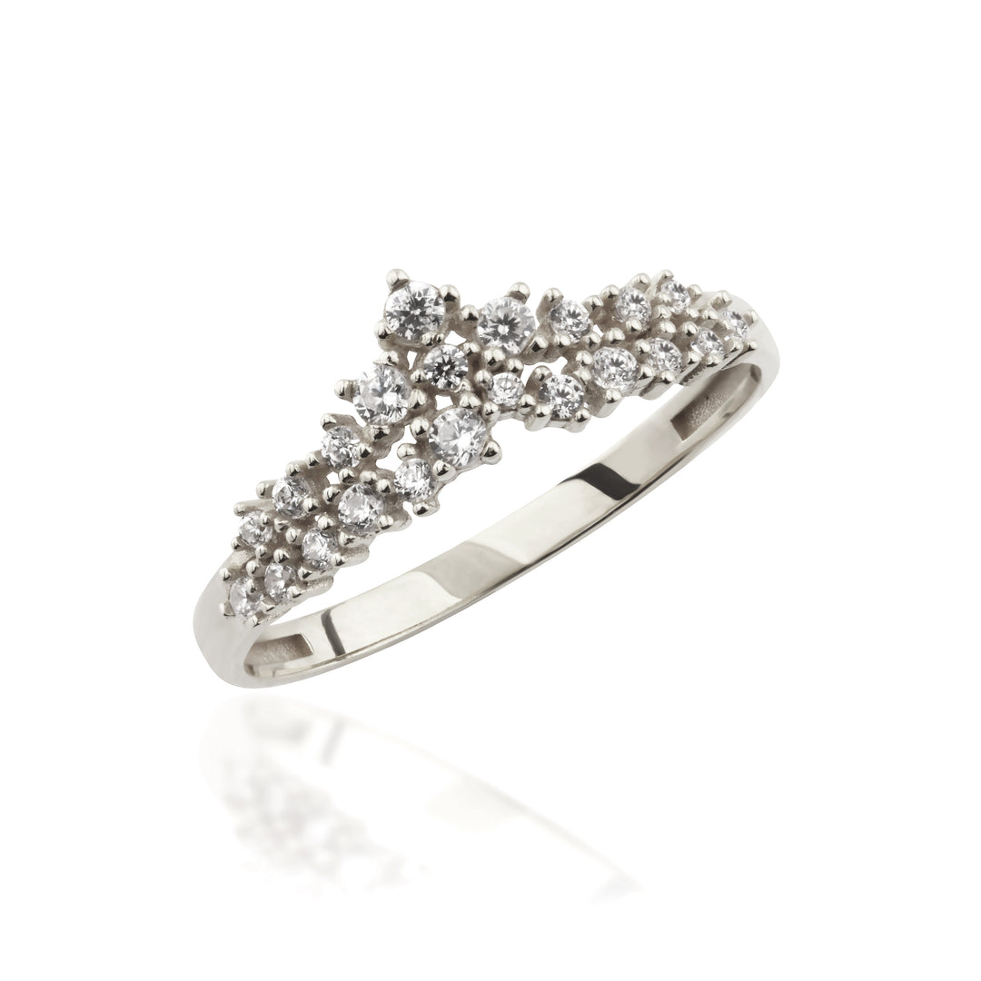 14K Solid Gold Vintage Style V Shape Princess Crown Ring Y357