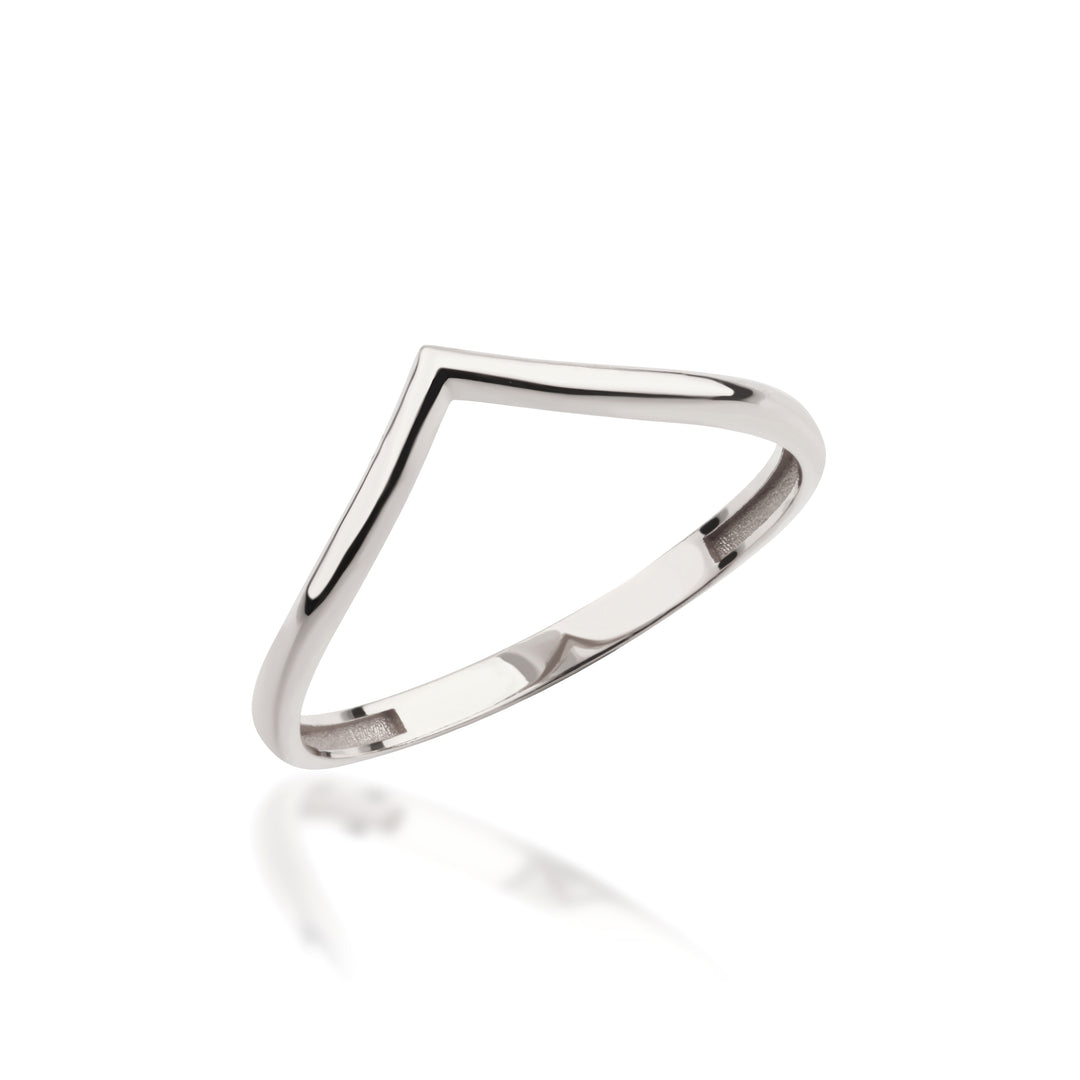 14K Solid Gold V Ring Y298