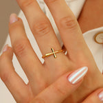 Load image into Gallery viewer, 14K Solid Gold Cross Ring Y332
