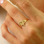 Load image into Gallery viewer, 14K Solid Gold Caduceus Symbol Ring Y372