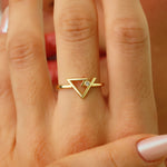 Load image into Gallery viewer, 14K Solid Gold Triangle Ring Y364