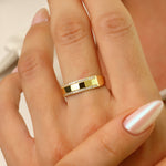 Load image into Gallery viewer, 14K Solid Gold Flat Wedding Band Ring Y342