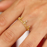 Load image into Gallery viewer, 14K Solid Gold Crown Ring Y299