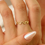 Load image into Gallery viewer, 14K Solid Gold Wave Ring Y311