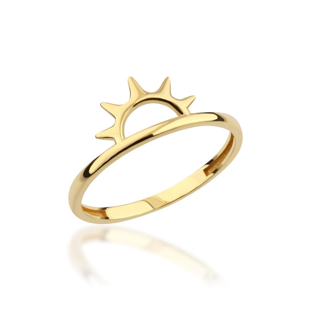 14K Solid Gold Sun Ring Y301