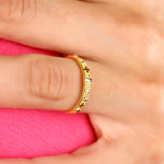 Load image into Gallery viewer, 14K Solid Gold Band Cross Ring Y306