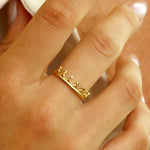 Load image into Gallery viewer, 14K Solid Gold Thin Crown Ring Y315