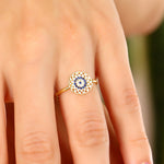 Load image into Gallery viewer, 14K Solid Gold Evil Eye Ring Y304