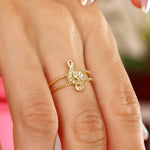 Load image into Gallery viewer, 14K Solid Gold Treble Clef Ring Y296