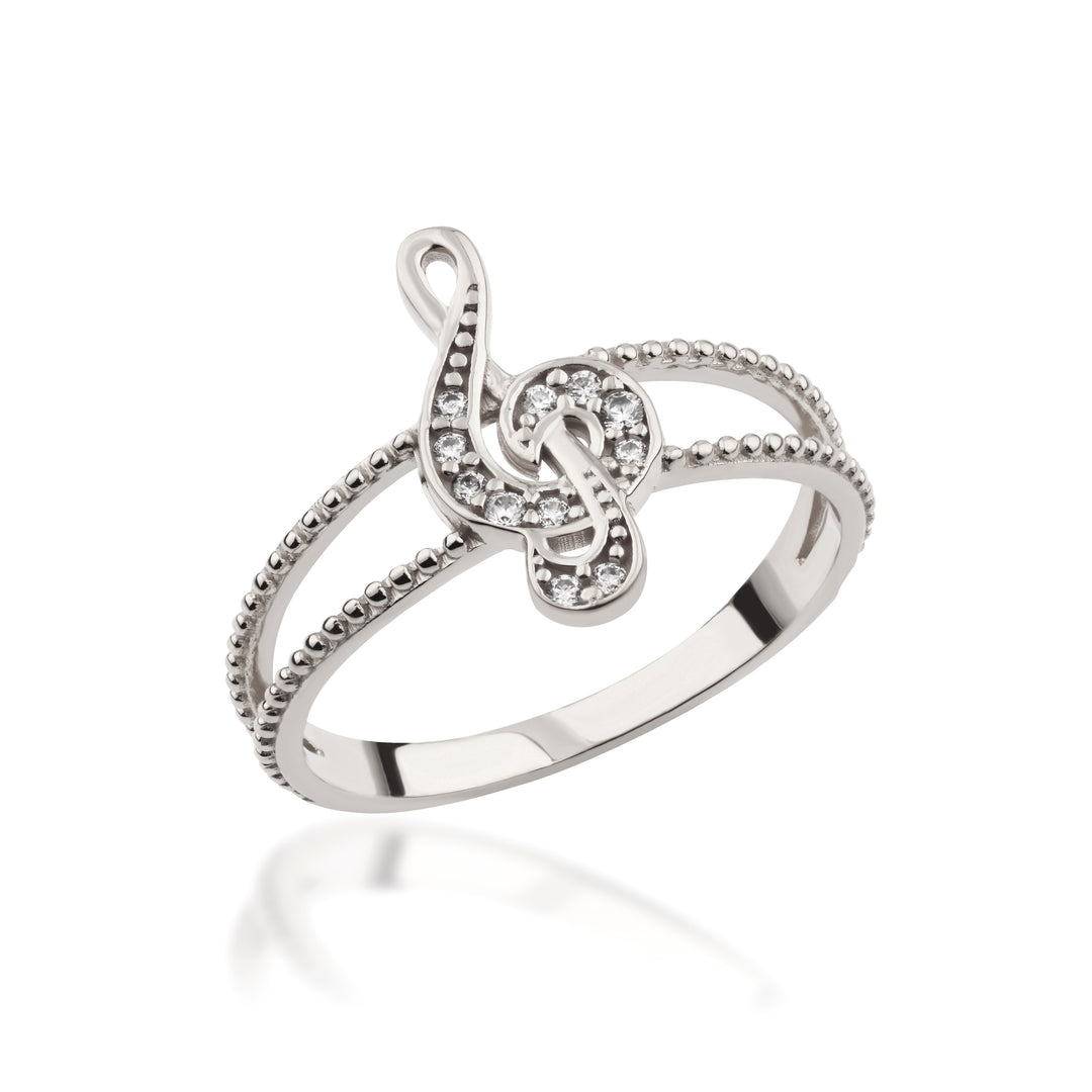 14K Solid Gold Treble Clef Ring Y296