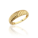 Load image into Gallery viewer, 14k Solid Gold Croissant Dome Ring Y278