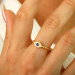 Load image into Gallery viewer, 14K Solid Gold Evil Eye Ring Y337