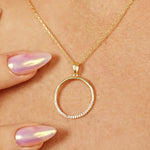 Load image into Gallery viewer, 14K Solid Gold Circle Necklace K129