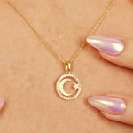 Load image into Gallery viewer, 14K Solid Gold Moon Star Necklace K132