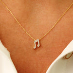 Load image into Gallery viewer, 14K Solid Gold Music Note Charm Necklace K156