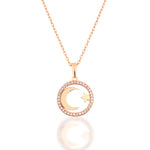 Load image into Gallery viewer, 14K Solid Gold Moon Star Necklace K132