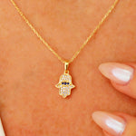 Load image into Gallery viewer, 14K Solid Gold Hamsa Necklace K149