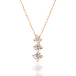 Load image into Gallery viewer, 14K Solid Gold Three Stone Solitaire Necklace K131