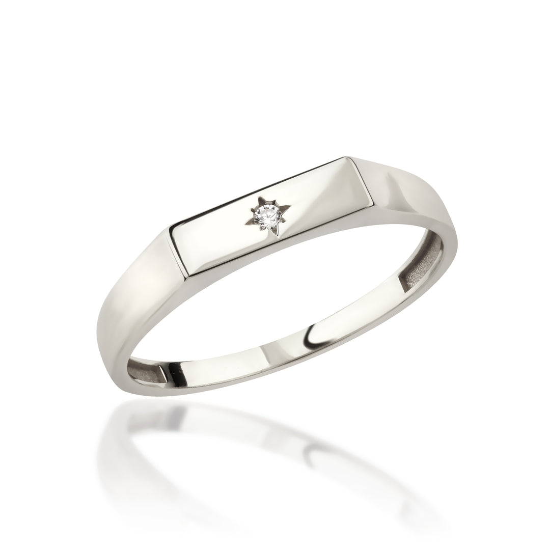 14K Solid Gold Rectangular Signet Ring Y334