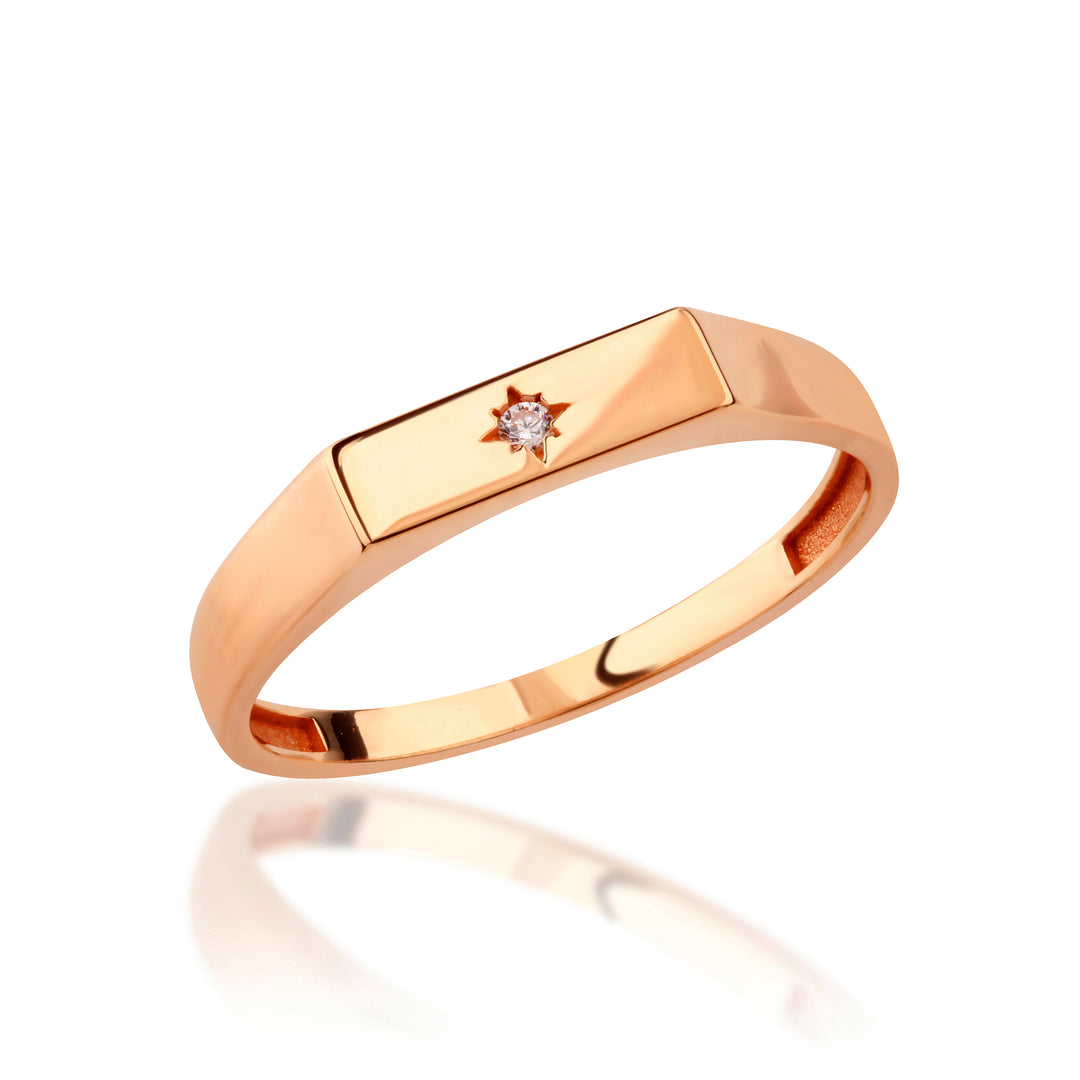 14K Solid Gold Rectangular Signet Ring Y334