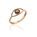 Load image into Gallery viewer, 14K Solid Gold Evil Eye Ring Y253