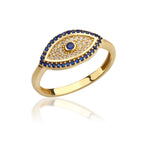 Load image into Gallery viewer, 14K Solid Gold Evil Eye Ring Y85