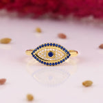 Load image into Gallery viewer, 14K Solid Gold Evil Eye Ring Y85