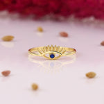 Load image into Gallery viewer, 14K Solid Gold Evil Eye Ring Y257