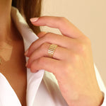 Load image into Gallery viewer, 14K Solid Gold Wide Band Ring Y273