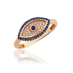 Load image into Gallery viewer, 14K Solid Gold Evil Eye Ring Y85