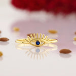 Load image into Gallery viewer, 14K Solid Gold Evil Eye Ring Y257