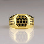 Load image into Gallery viewer, 14K Solid Gold Square Men Ring EY10