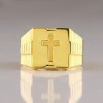 Load image into Gallery viewer, 14K Solid Gold Men Cross Ring EY4