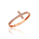 Load image into Gallery viewer, 14K Solid Gold Cross Ring Y328