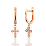 Load image into Gallery viewer, 14K Solid Gold Cross Earrings E29