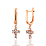 Load image into Gallery viewer, 14K Solid Gold Cross Earrings E30
