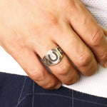 Load image into Gallery viewer, 14K Solid Gold Horseshoe Men Ring EY30