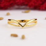 Load image into Gallery viewer, 14K Solid Gold V Ring Y297