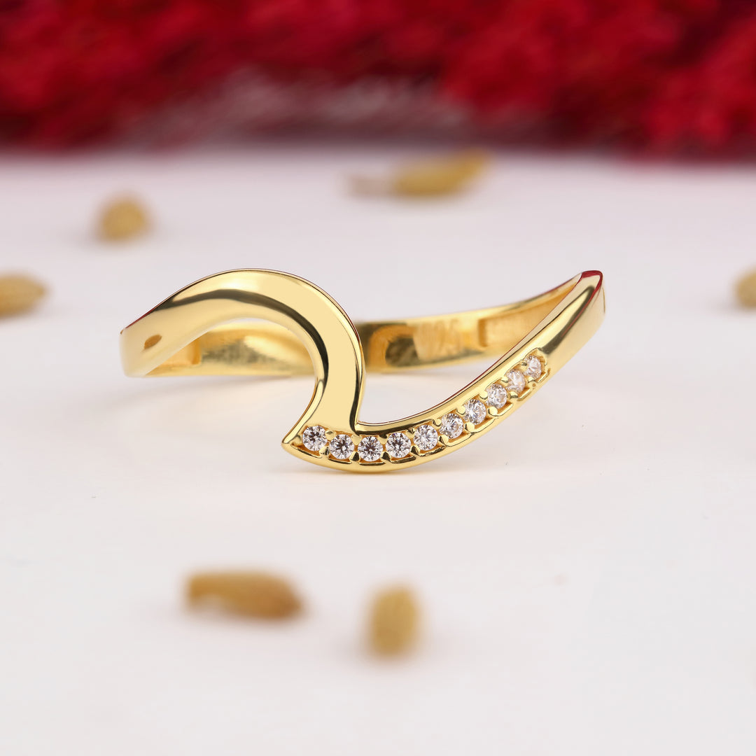 14K Solid Gold Wave Ring Y291