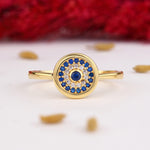 Load image into Gallery viewer, 14K Solid Gold Evil Eye Ring Y294