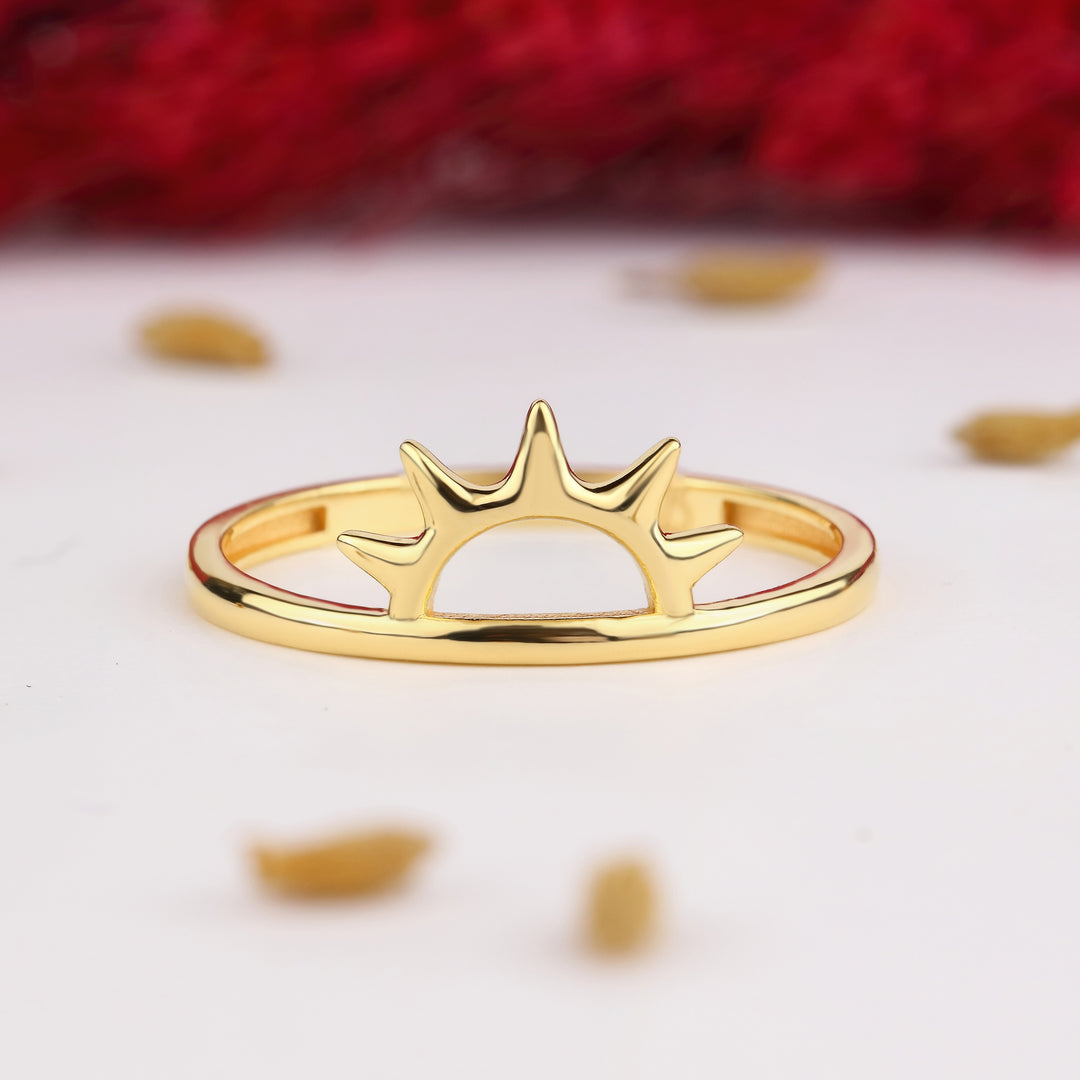 14K Solid Gold Sun Ring Y301