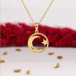 Load image into Gallery viewer, 14K Solid Gold Moon Star Necklace K133