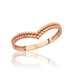 Load image into Gallery viewer, 14K Bubble Chevron Solid Gold V Ring Y330