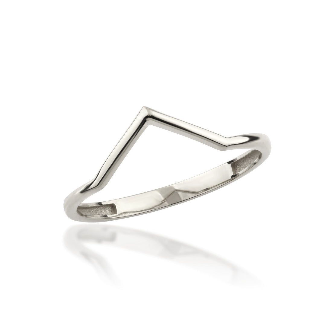 14K Solid Gold V Ring Y349
