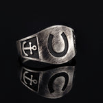 Load image into Gallery viewer, 14K Solid Gold Horseshoe Men Ring EY30