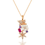 Load image into Gallery viewer, 14K Solid Gold Magnolia Flower Necklace K135