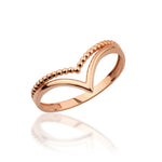 Load image into Gallery viewer, 14K Solid Gold Chevron Bubble V Ring Y343