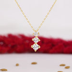 Load image into Gallery viewer, 14K Solid Gold Three Stone Solitaire Necklace K131