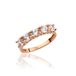 Load image into Gallery viewer, 14K Solid Gold U Shaped Five Stone Ring Y378
