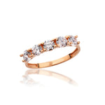 Load image into Gallery viewer, 14K Solid Gold U Shaped Five Stone Ring Y377
